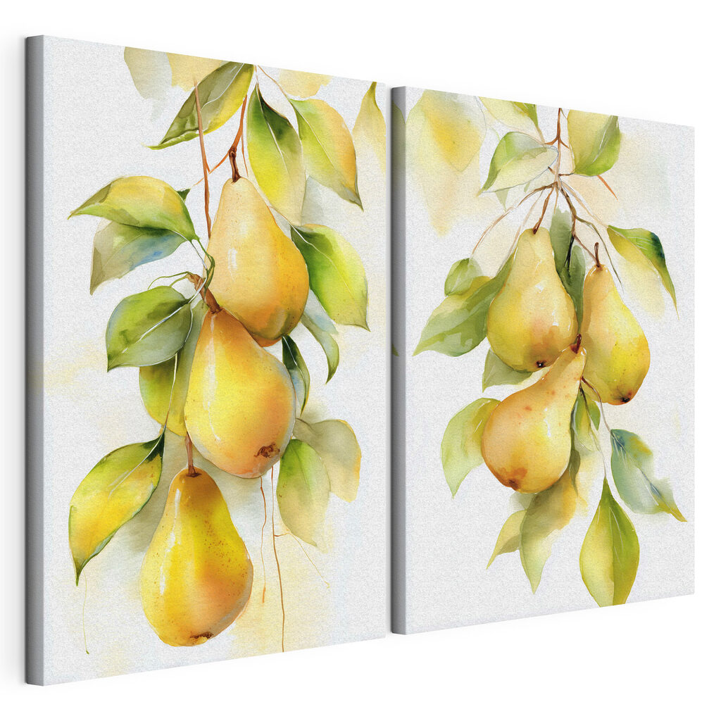 Aquarelschilderij van peren aan een tak — productweergave