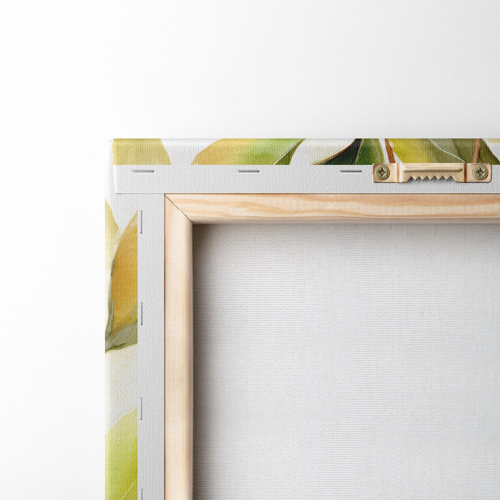Aquarelschilderij van peren aan een tak — achterkant