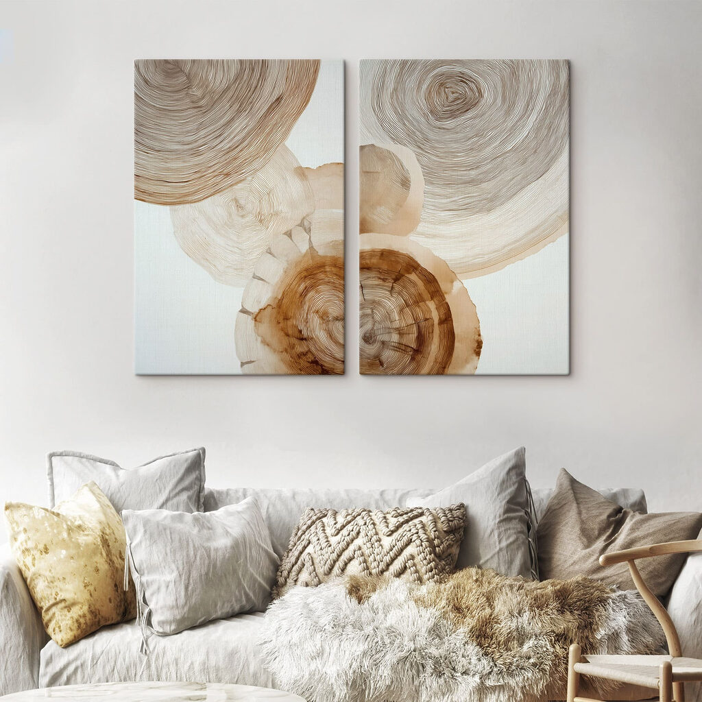 Op de natuur geïnspireerd abstract ontwerp in neutrale tinten — interieur 1