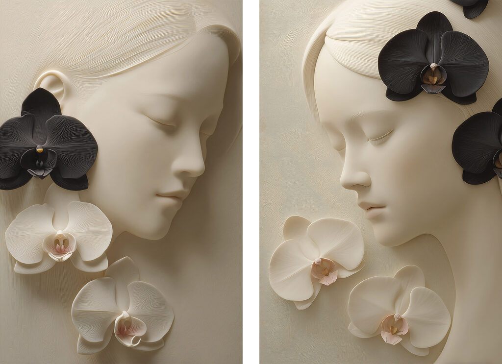 Collage van het gezicht van een vrouw met bloemen — volledig ontwerp