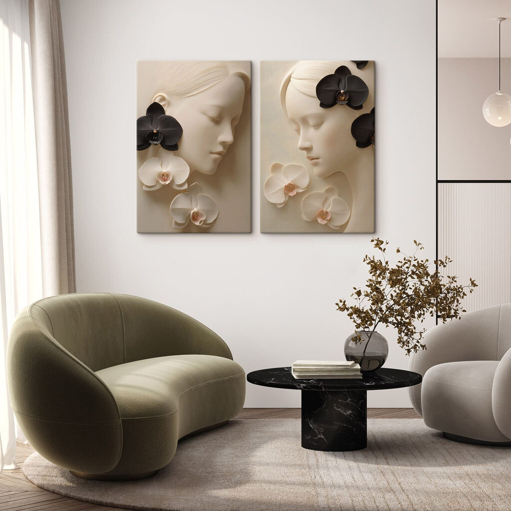 Collage van het gezicht van een vrouw met bloemen — interieur 2