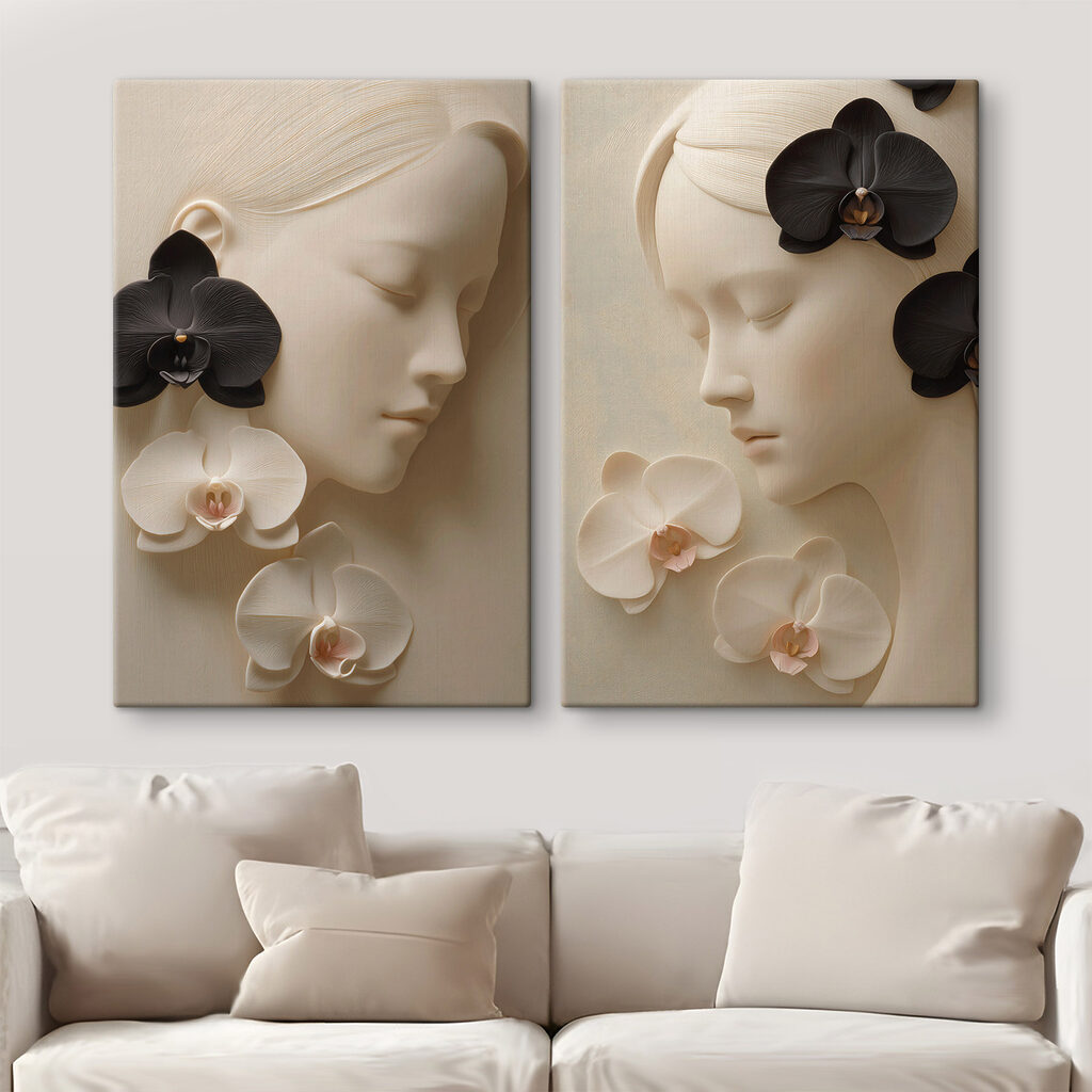 Collage van het gezicht van een vrouw met bloemen — interieur 1