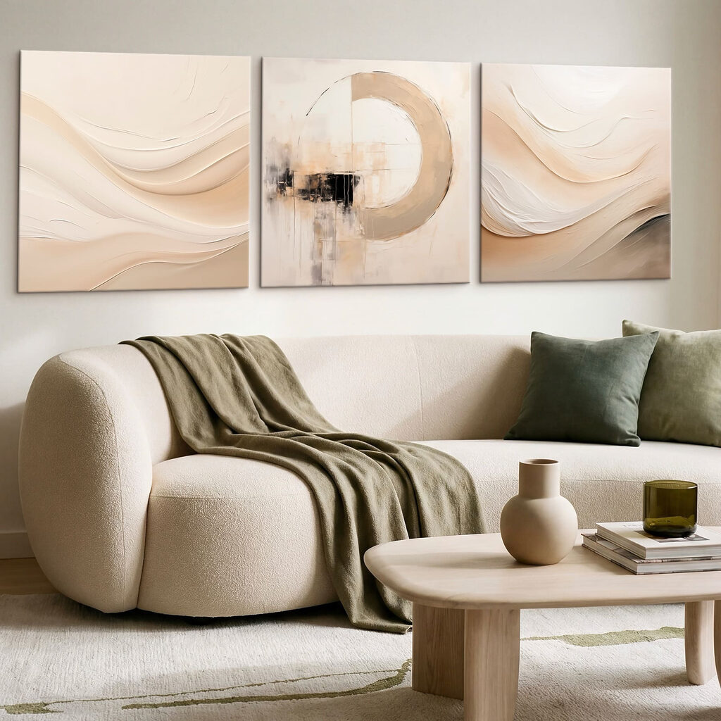 Schilderij van een cirkel in een interieur