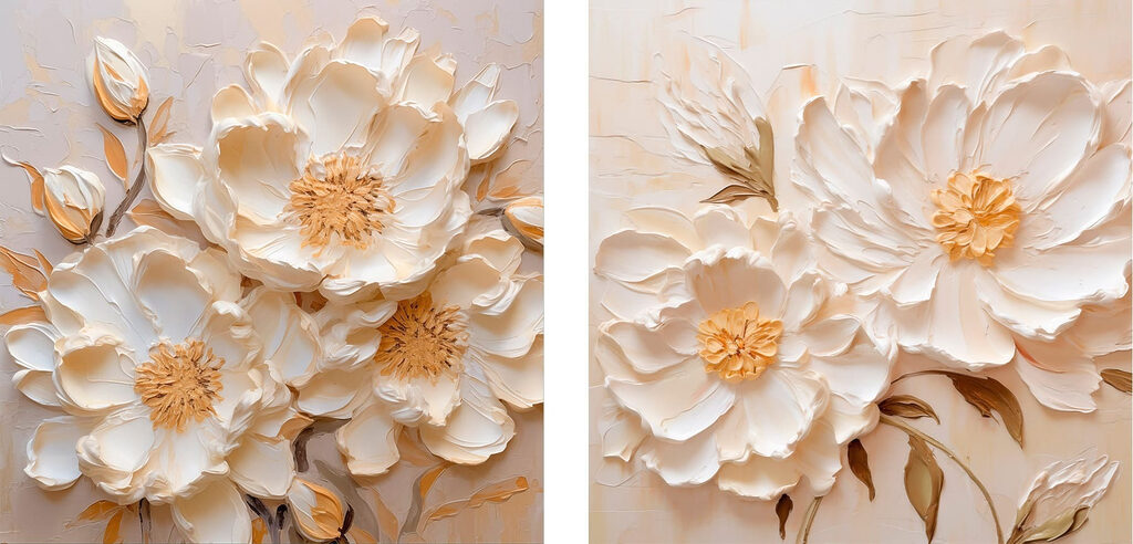 Schilderij van bloemen op doek — volledig ontwerp