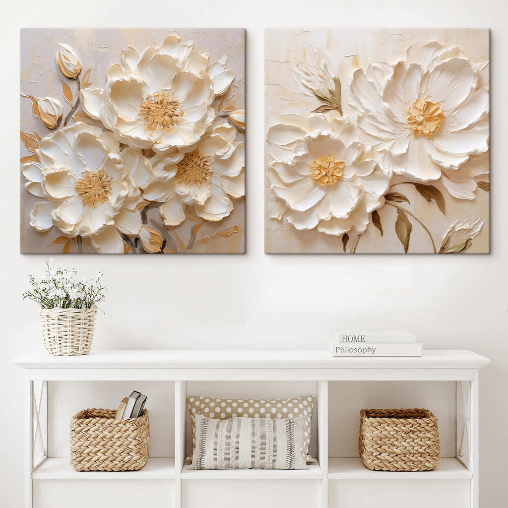 Schilderij van bloemen op doek — interieur 1