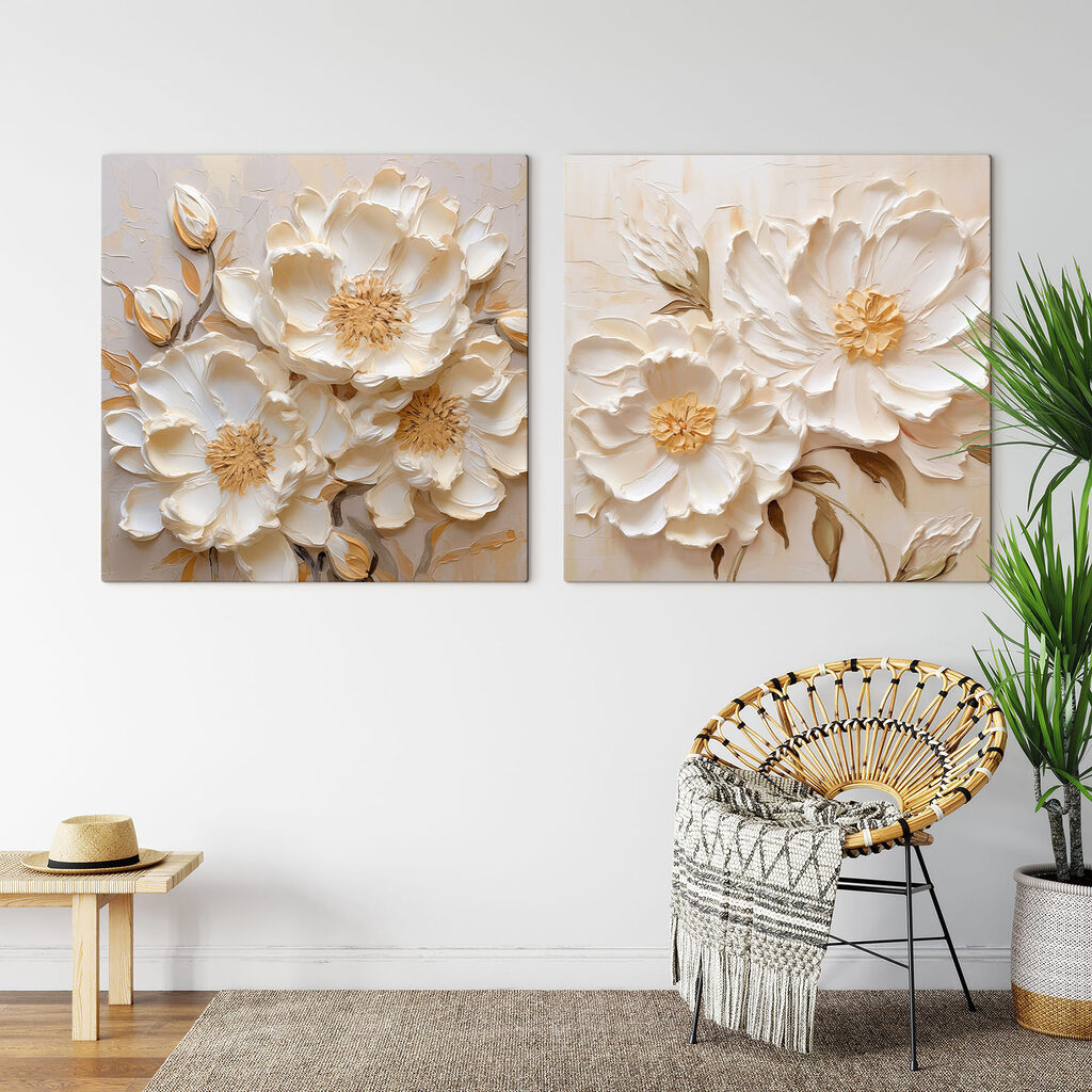 Schilderij van bloemen op doek — interieur 2