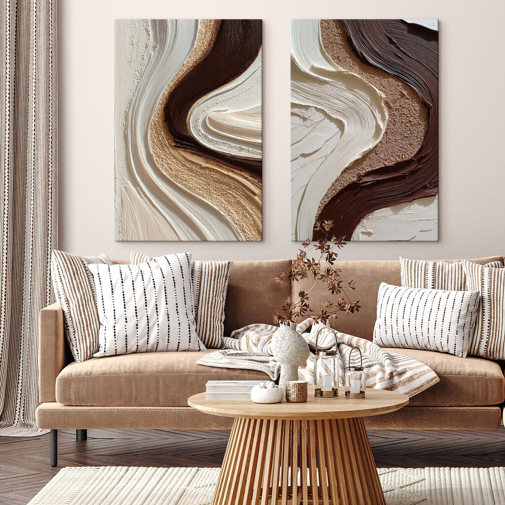 Vloeiende patronen in aardetinten — interieur 1