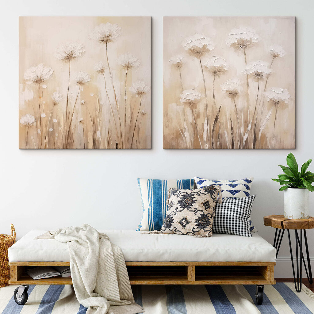 Schilderij van bloemen op een beige achtergrond — interieur 1