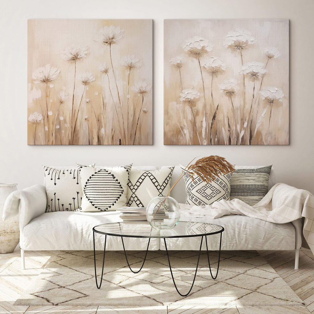 Schilderij van bloemen op een beige achtergrond — interieur 2
