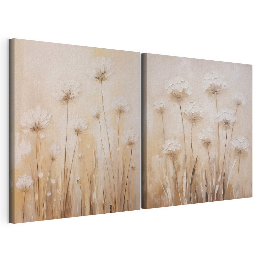 Schilderij van bloemen op een beige achtergrond — productweergave