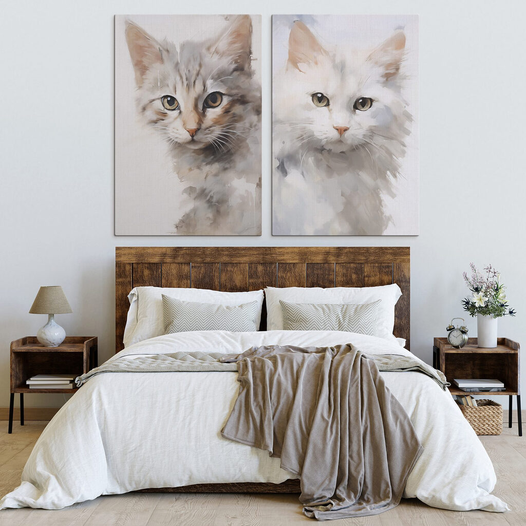 Twee katten die hun kop opzij hebben gedraaid — interieur 2