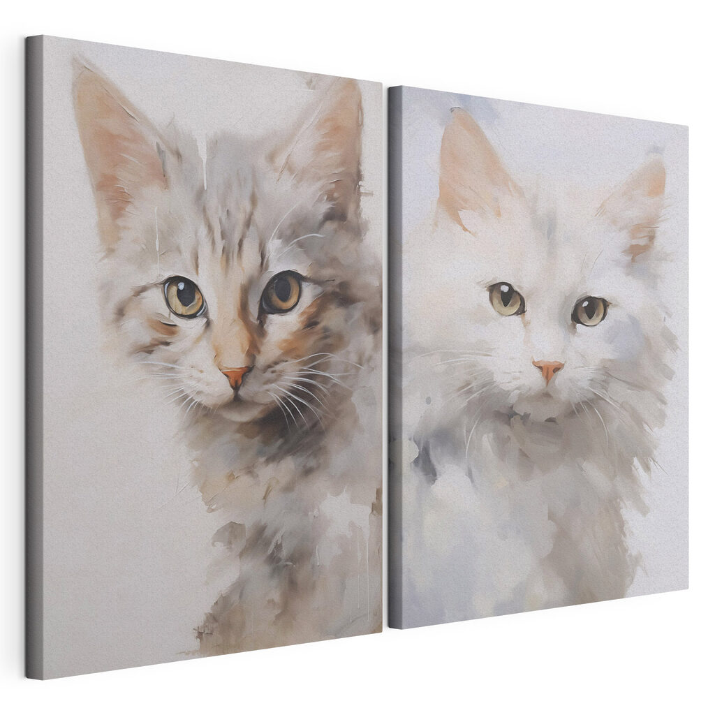 Twee katten die hun kop opzij hebben gedraaid — productweergave