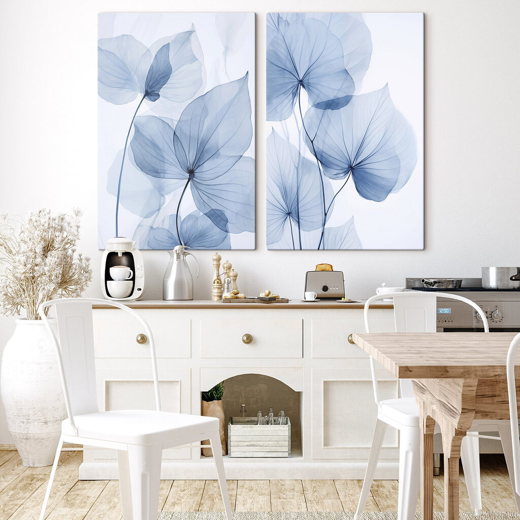 Fijne blauwe blaadjes in zachte tinten — interieur 2