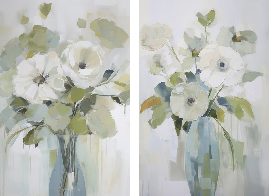 Schilderij van bloemen in een vaas — volledig ontwerp