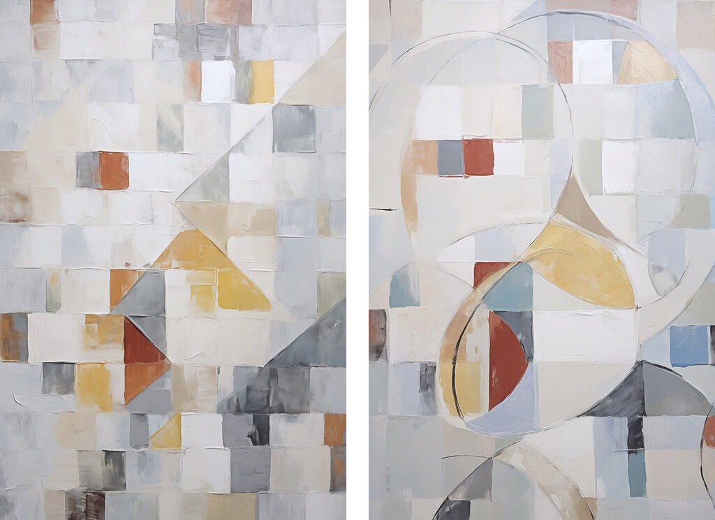 Schilderij van een paar pleinen — volledig ontwerp