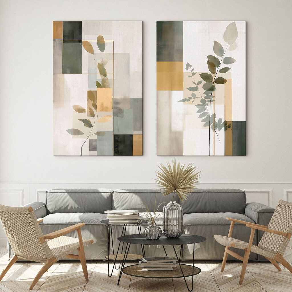 Twee kunstwerken met bladeren — interieur 1