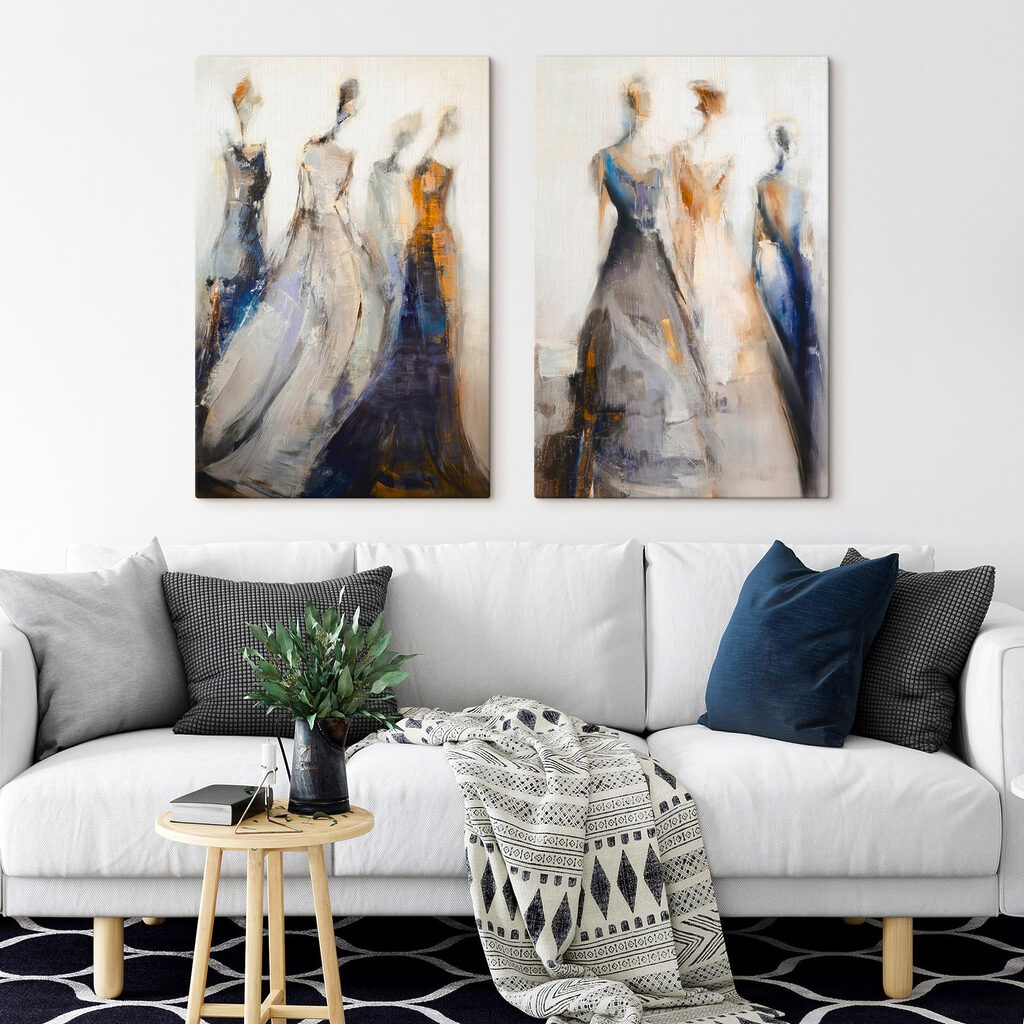 Schilderij van een groep vrouwen in een interieur