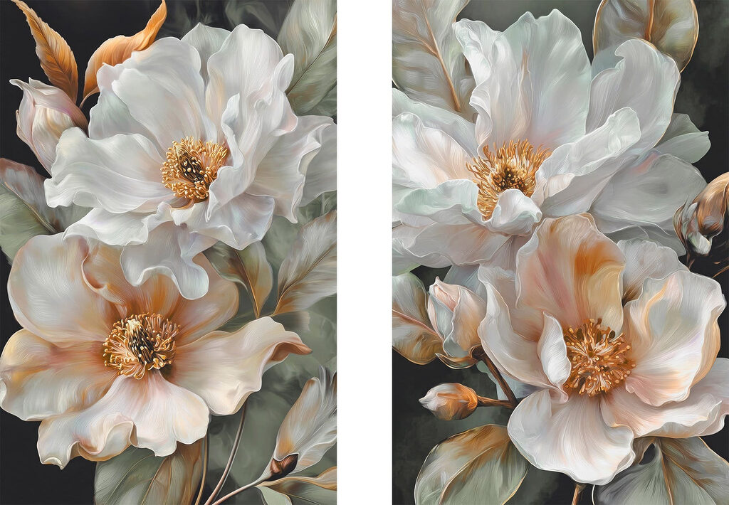 Elegante bloemen in zachte tinten — volledig ontwerp