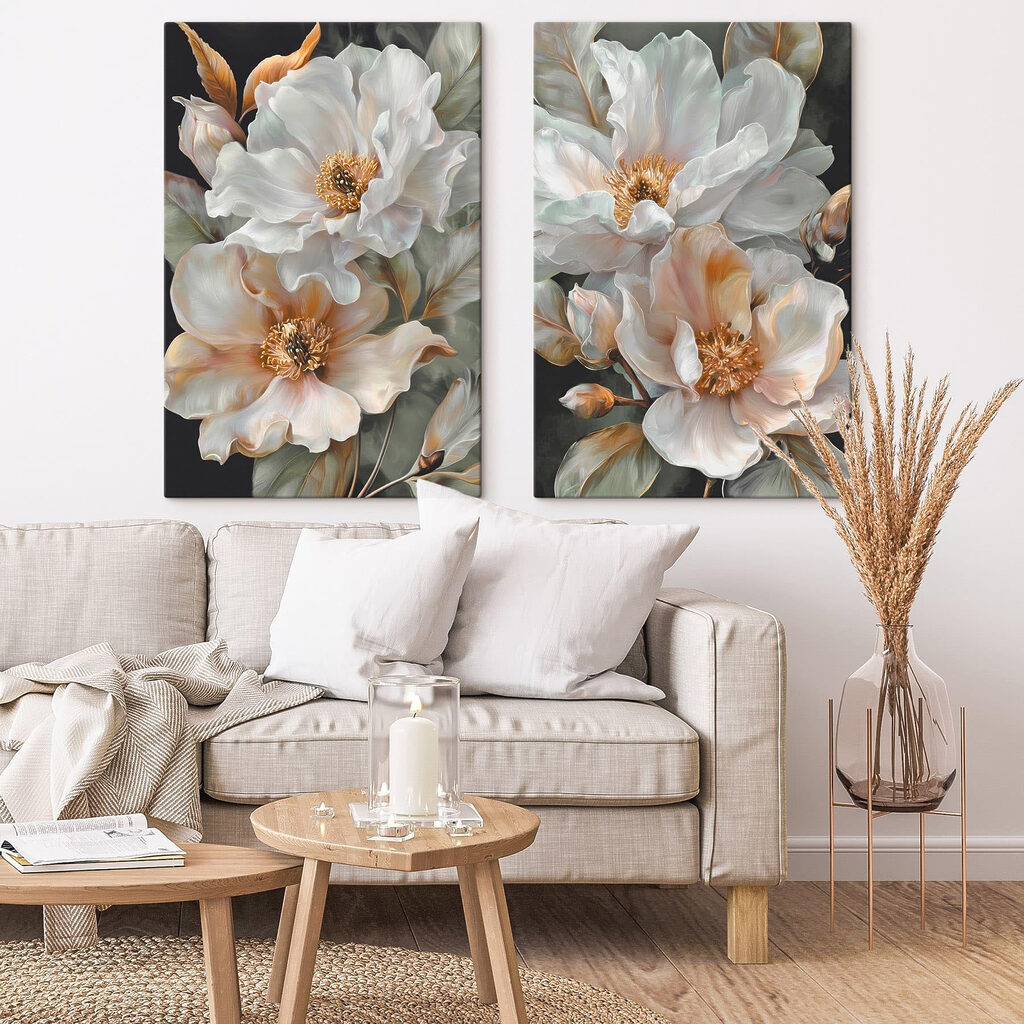 Elegante bloemen in zachte tinten — interieur 1