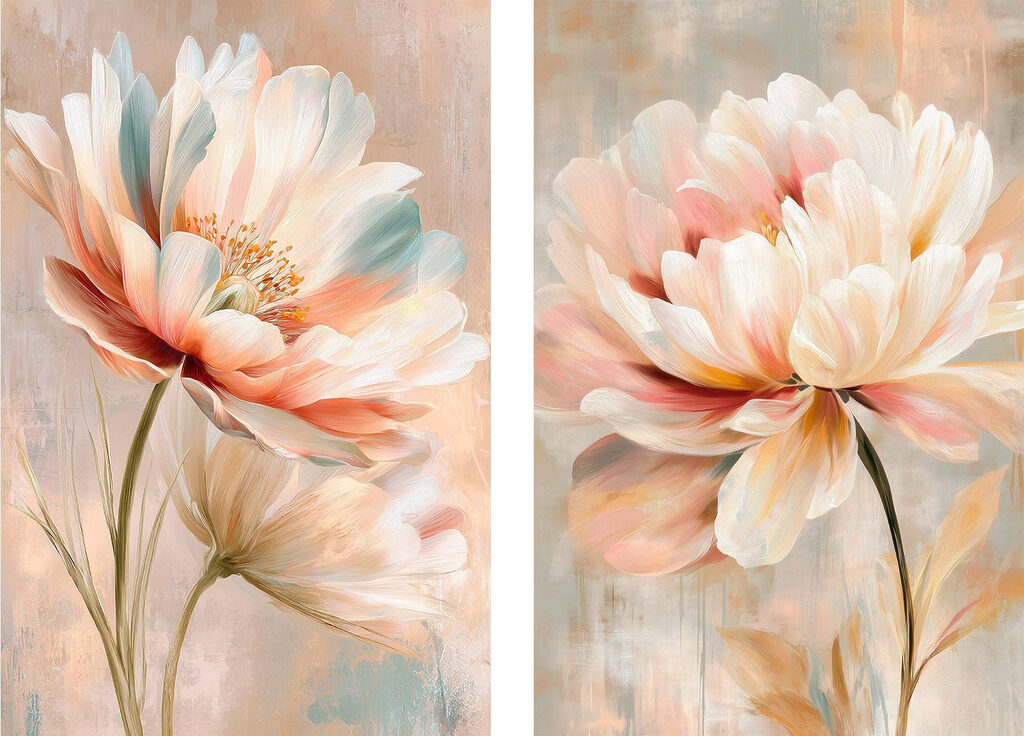 Verfijnde bloesems in zachte tinten — volledig ontwerp