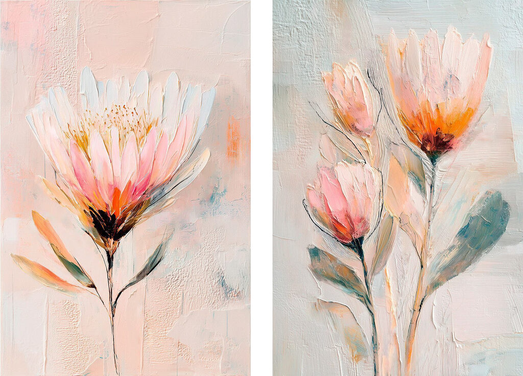 Schilderij van bloemen op doek — volledig ontwerp