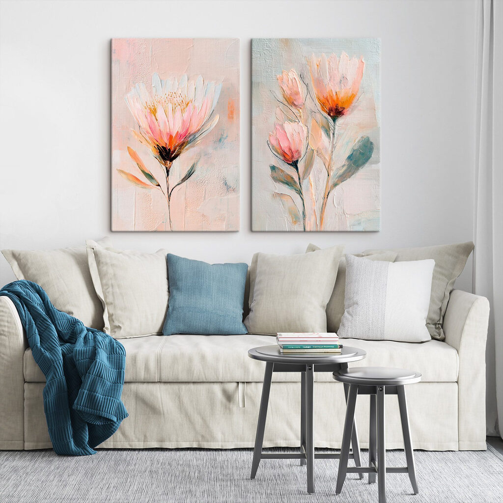 Schilderij van bloemen op doek — interieur 2