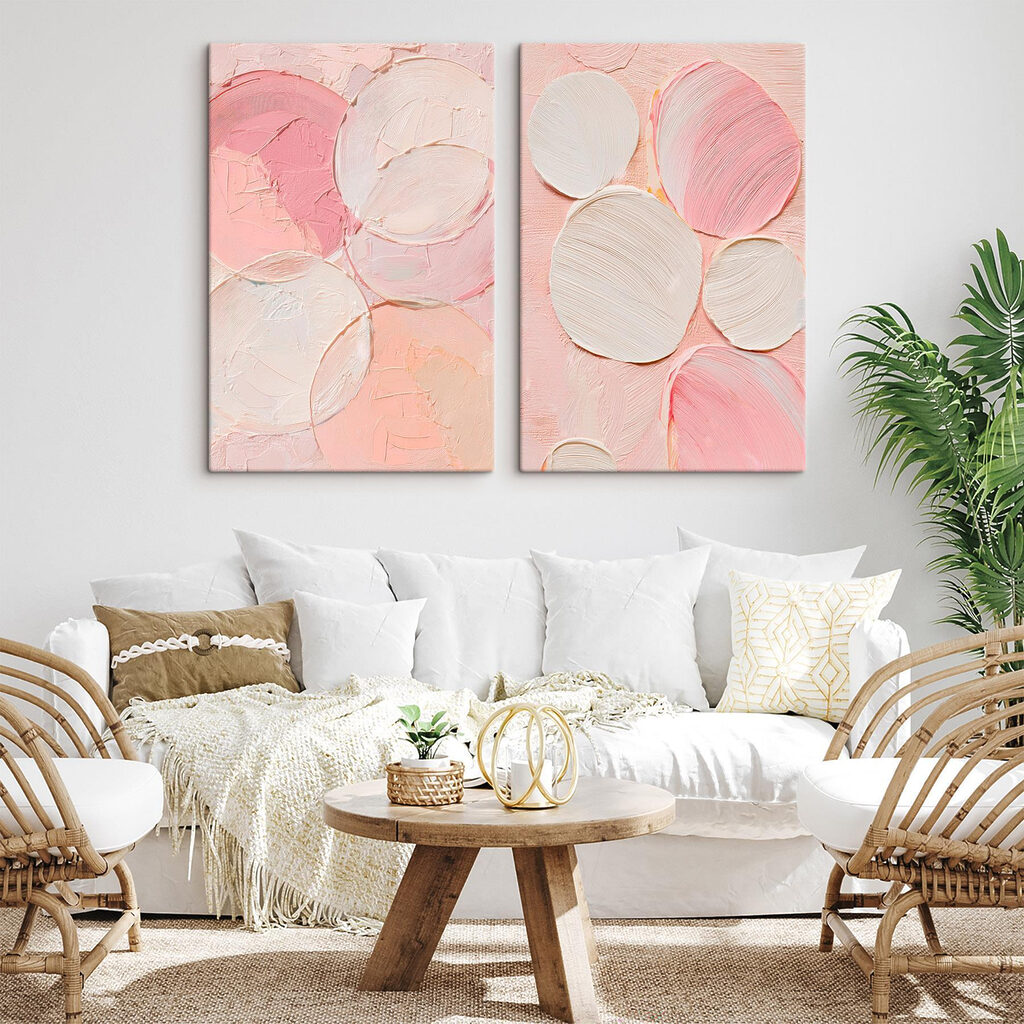 Zachte tinten van abstracte cirkels in een interieur