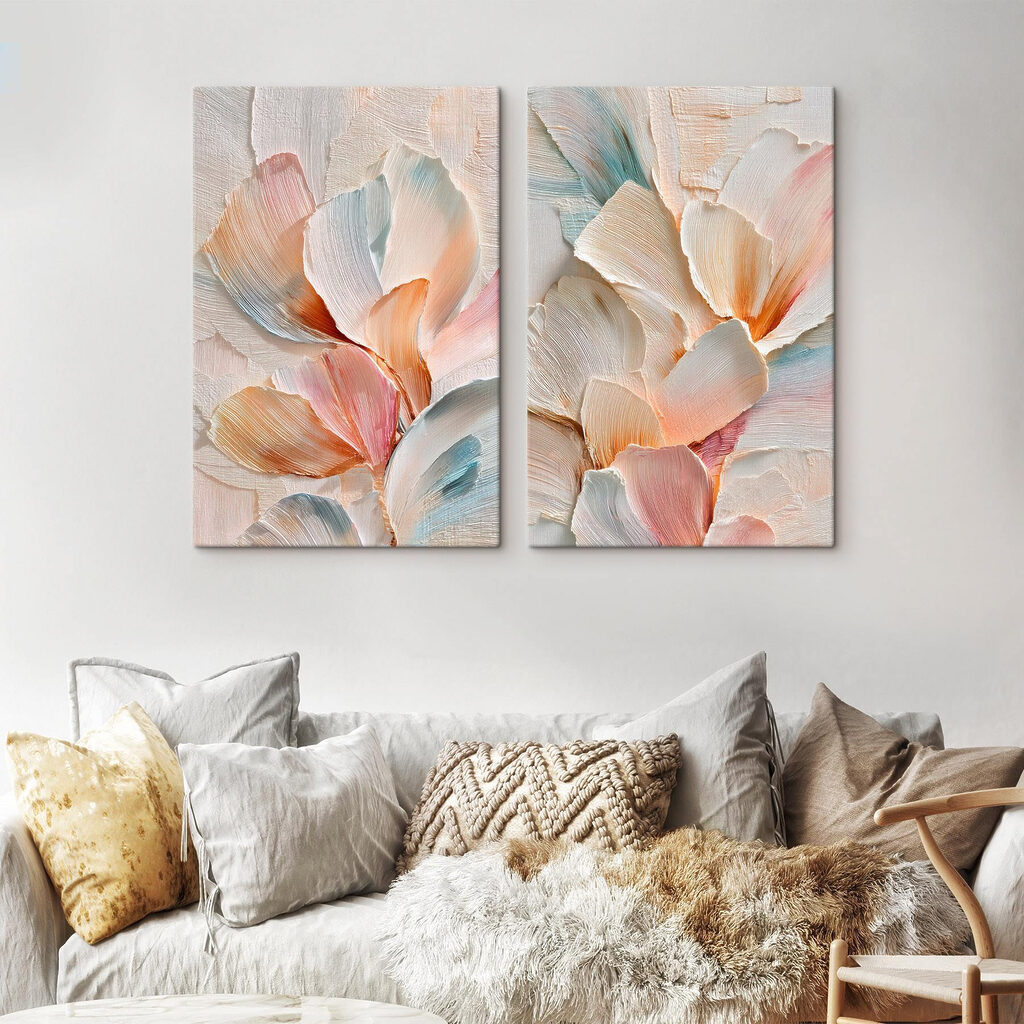 Zachte tinten in een sierlijk bloemstuk in een interieur