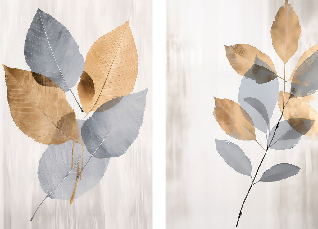Elegante bladeren in zachte tinten — volledig ontwerp