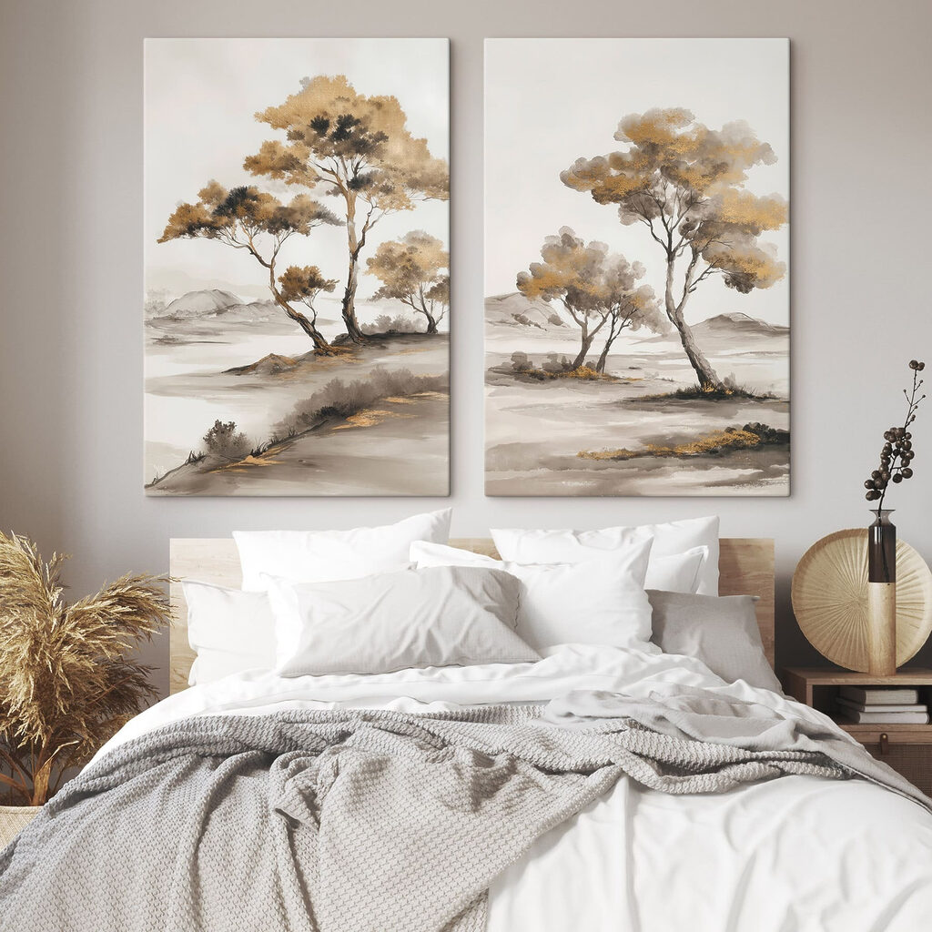Schilderij van bomen in een woestijn — interieur 1