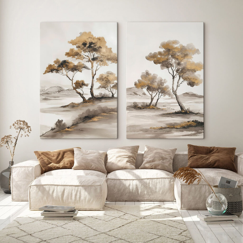Schilderij van bomen in een woestijn — interieur 2