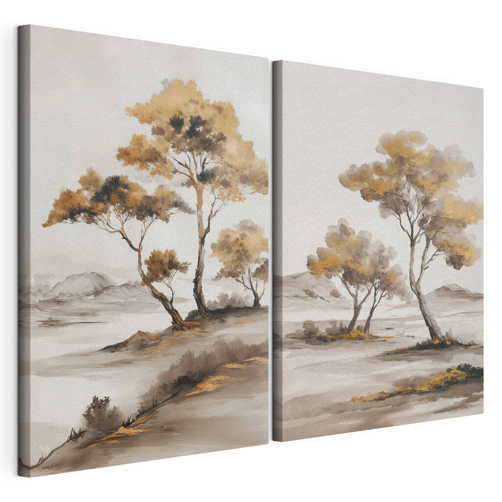 Schilderij van bomen in een woestijn — productweergave