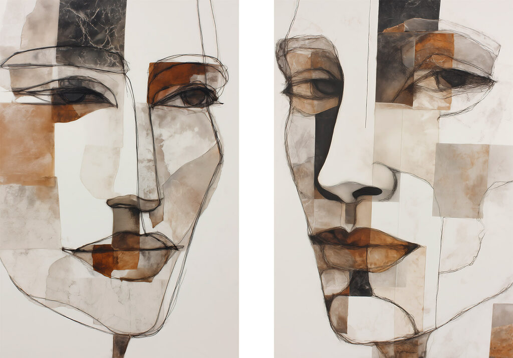 Collage van het gezicht van een vrouw — volledig ontwerp