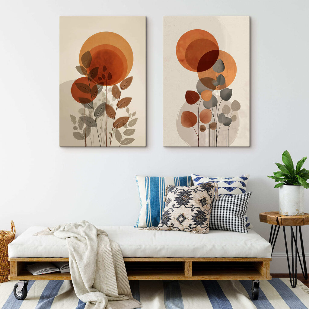 - Levendige cirkels met bladachtige accenten — interieur 1