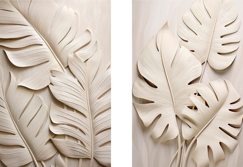 Elegante bladeren in zachte tinten — volledig ontwerp