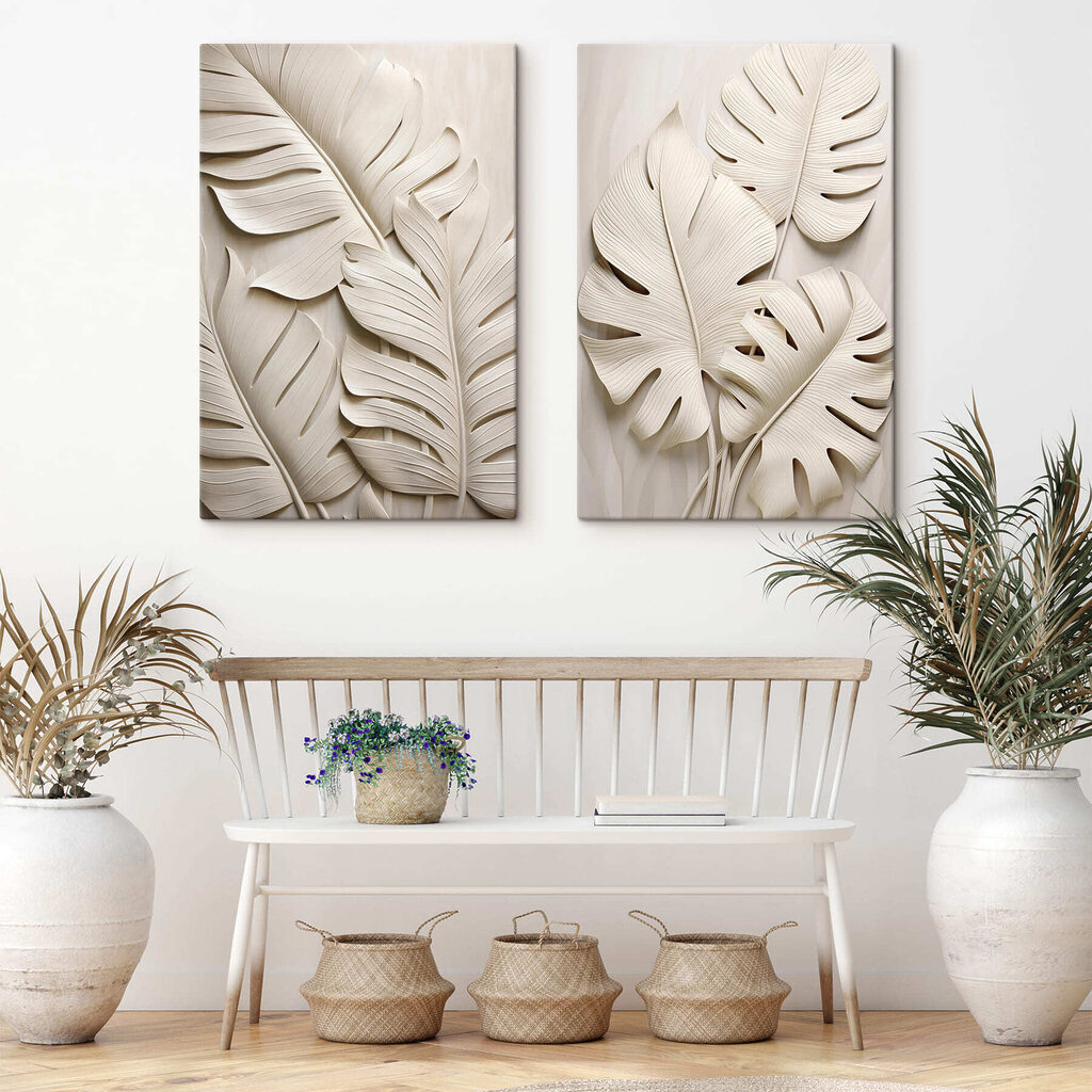 Elegante bladeren in zachte tinten — interieur 1