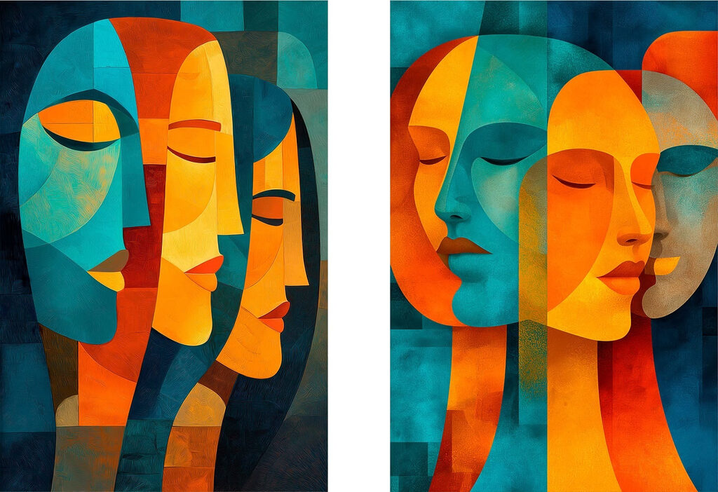 Collage van gezichten — volledig ontwerp