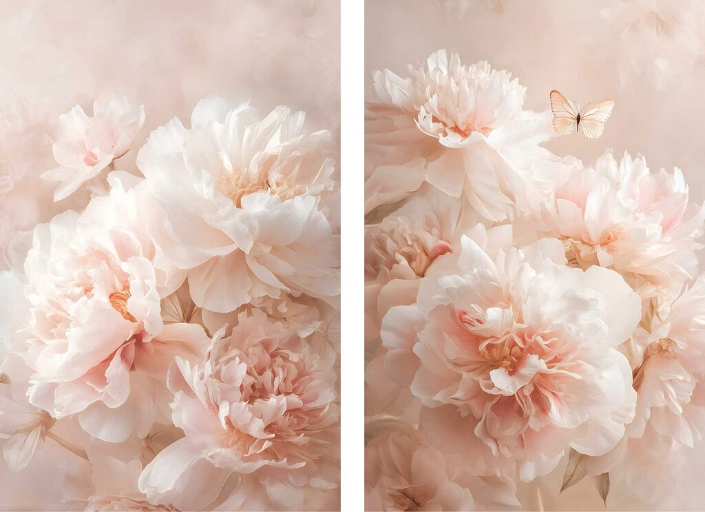 Zachte bloemen in subtiele tinten — volledig ontwerp