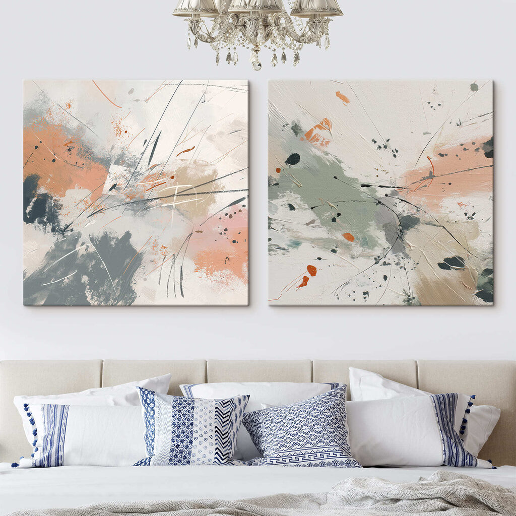 Hier komen dynamische kleurvlekken samen in een interieur