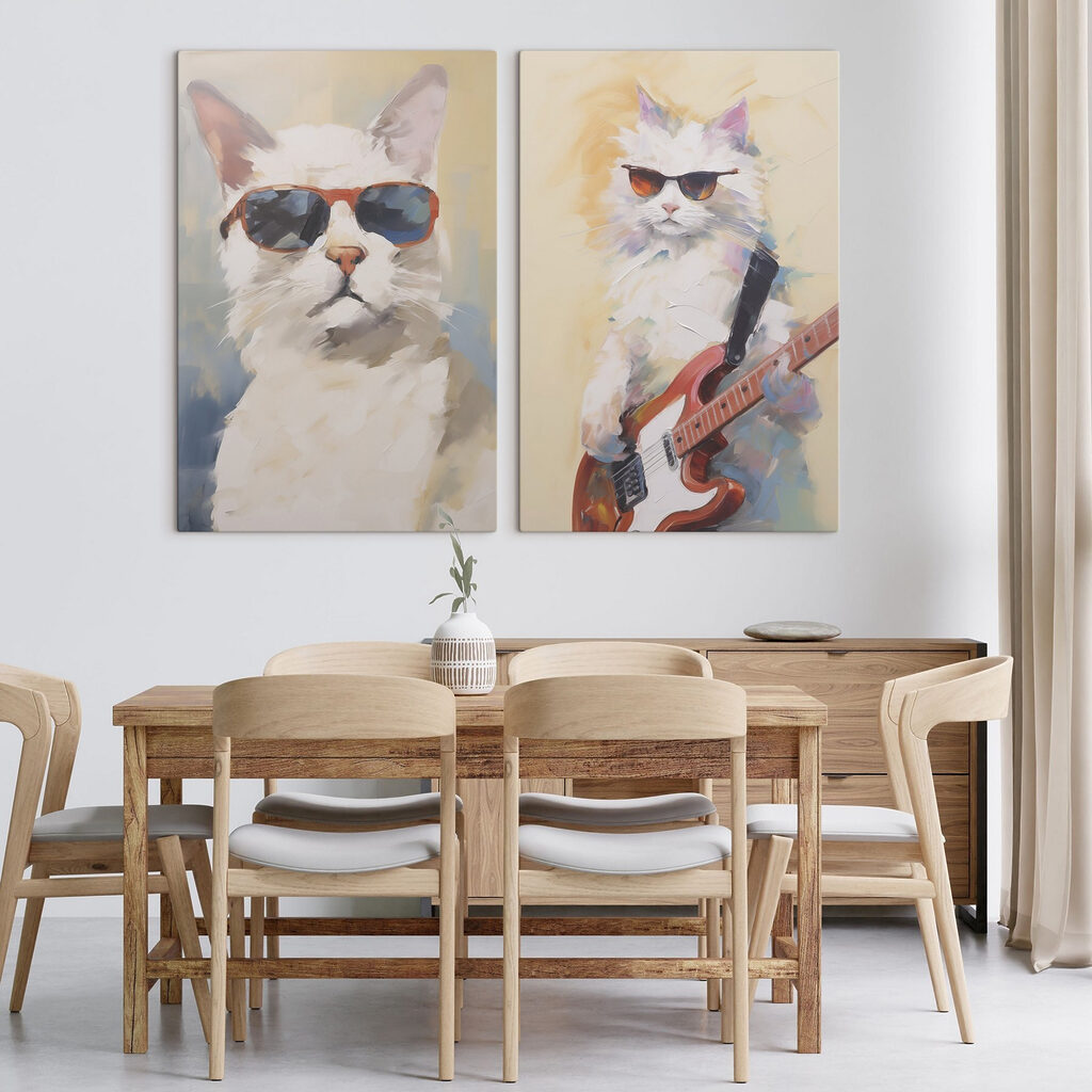Kat met een zonnebril op en een gitaar in de hand — interieur 2