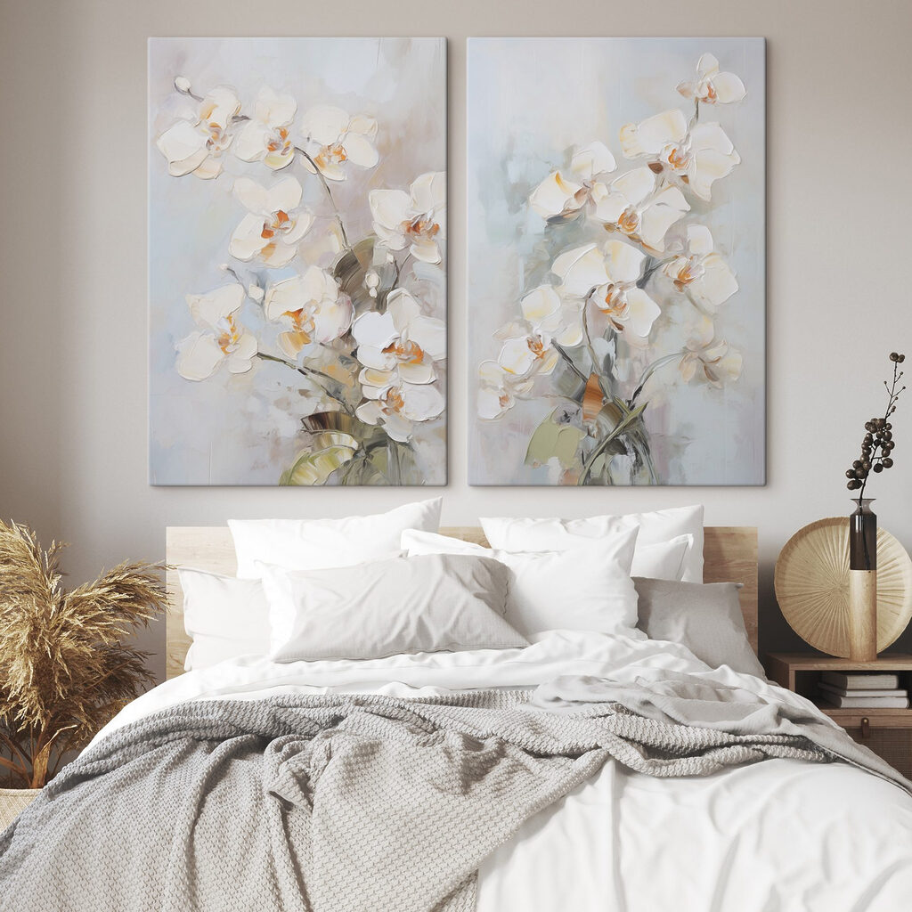 Schilderij van bloemen op een grijze achtergrond — interieur 1