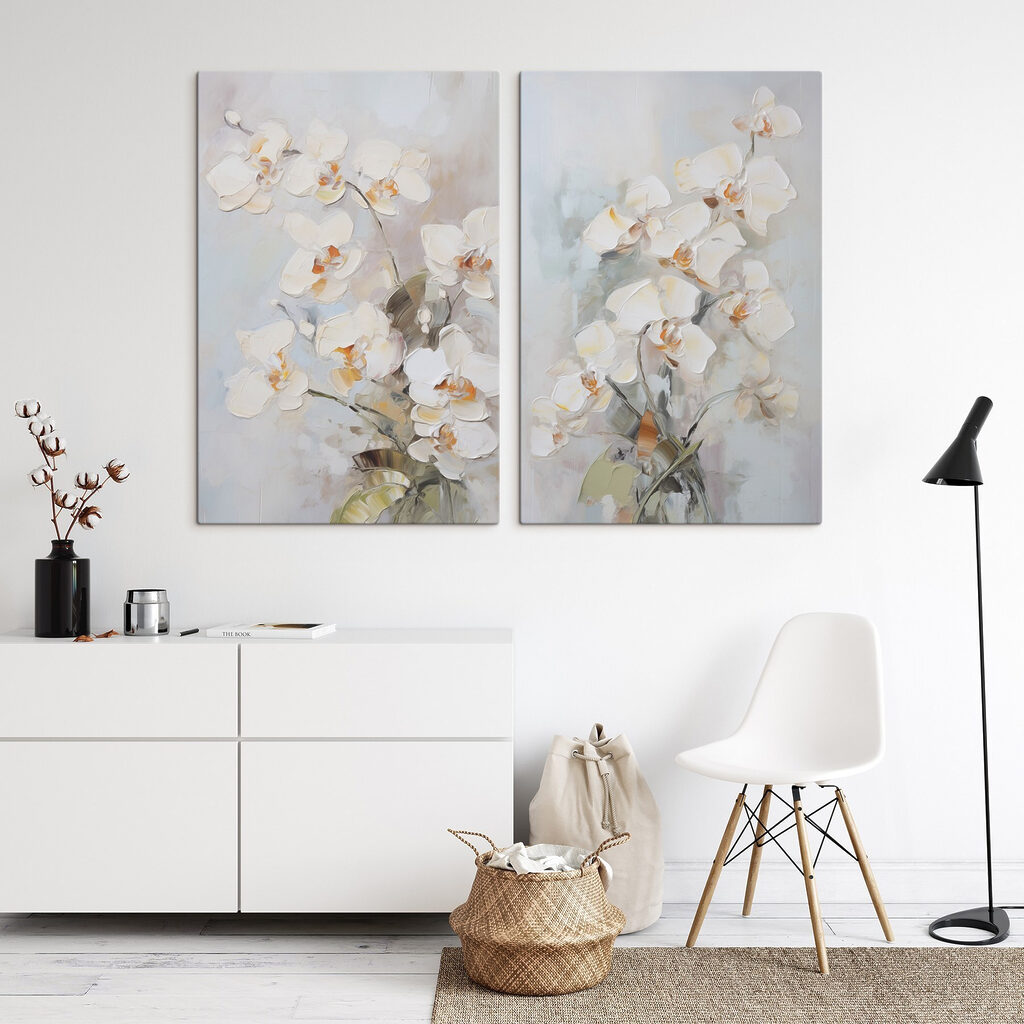 Schilderij van bloemen op een grijze achtergrond — interieur 2