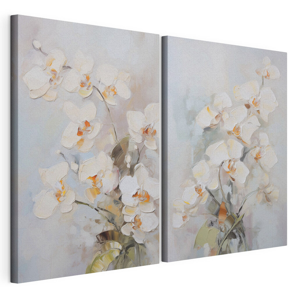 Schilderij van bloemen op een grijze achtergrond — productweergave