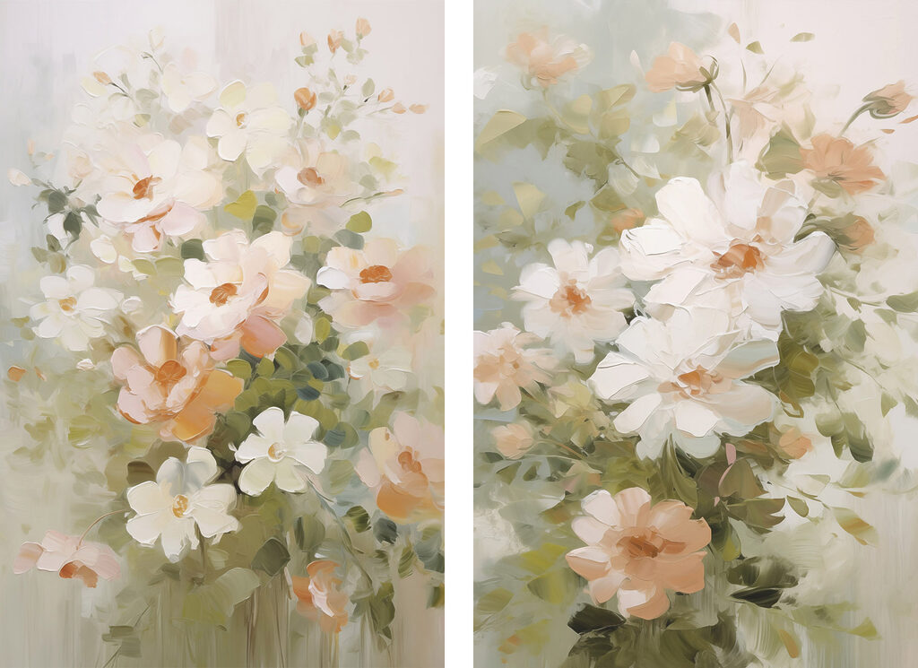 Schilderij van bloemen op doek — volledig ontwerp
