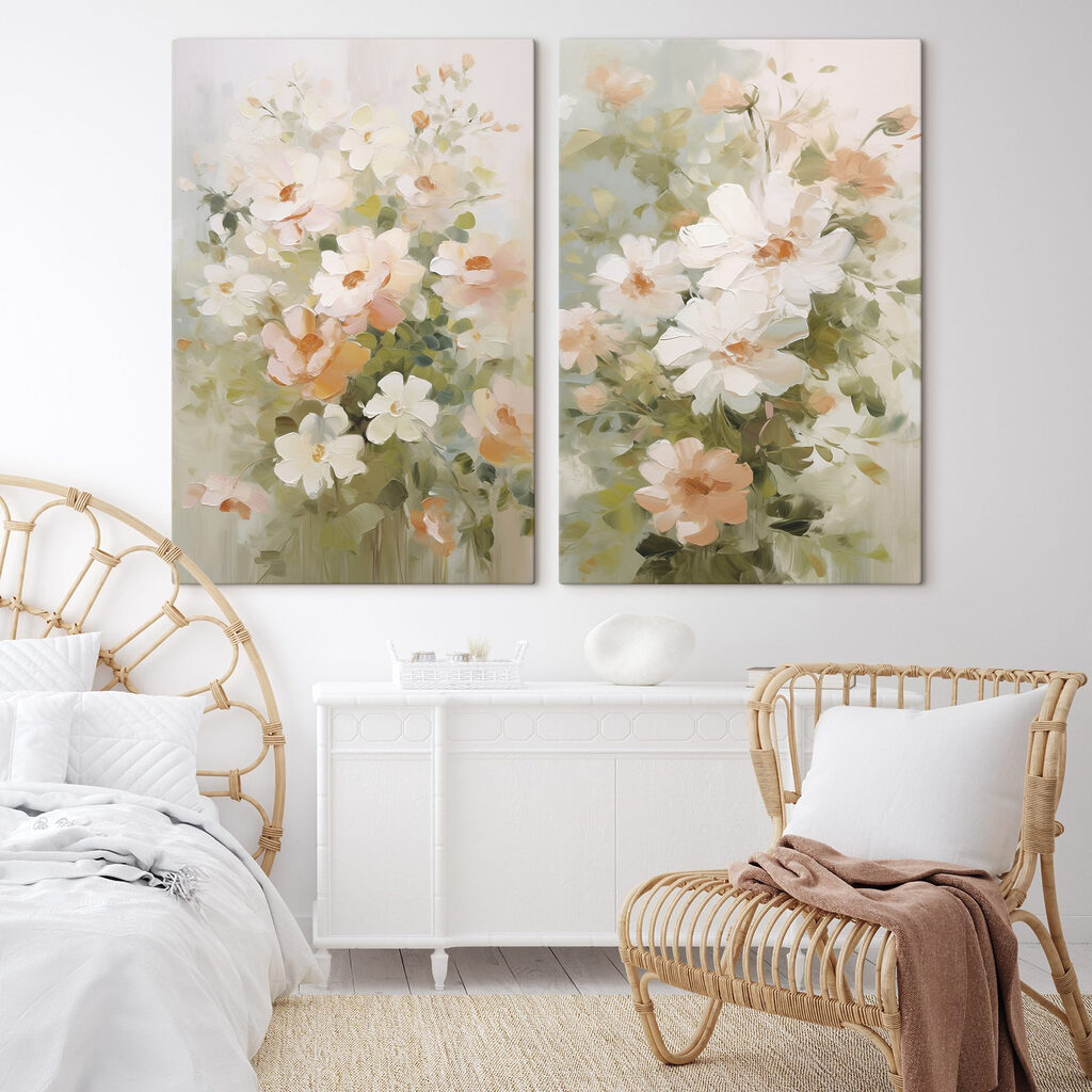 Schilderij van bloemen op doek — interieur 1