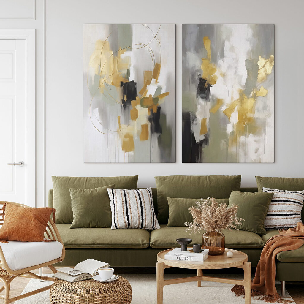 Abstracte voorstellingen in zachte tinten — interieur 1