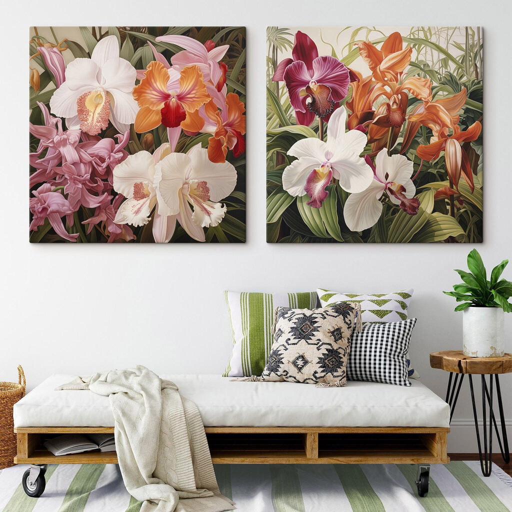 Kleurrijke orchideeën in een spetterende opstelling — interieur 2