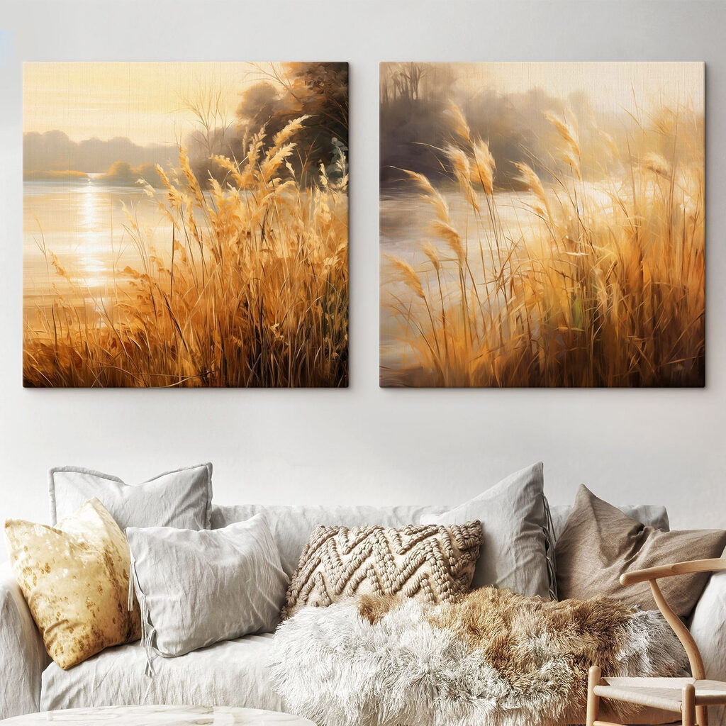 Schilderij van een rivier en een grasveld — interieur 2