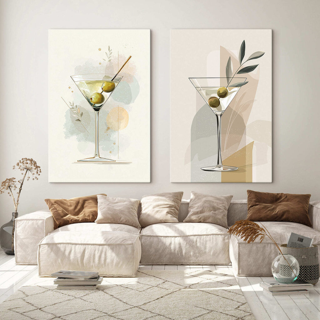 Twee glazen in verschillende kleuren — interieur 1