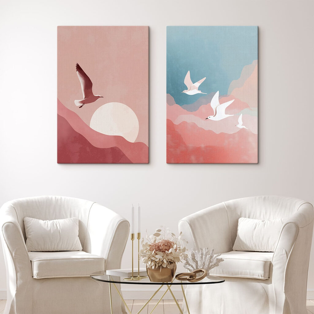 Twee vogels die in de lucht vliegen — interieur 1